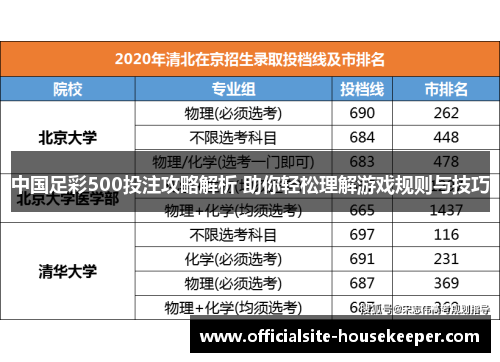 中国足彩500投注攻略解析 助你轻松理解游戏规则与技巧